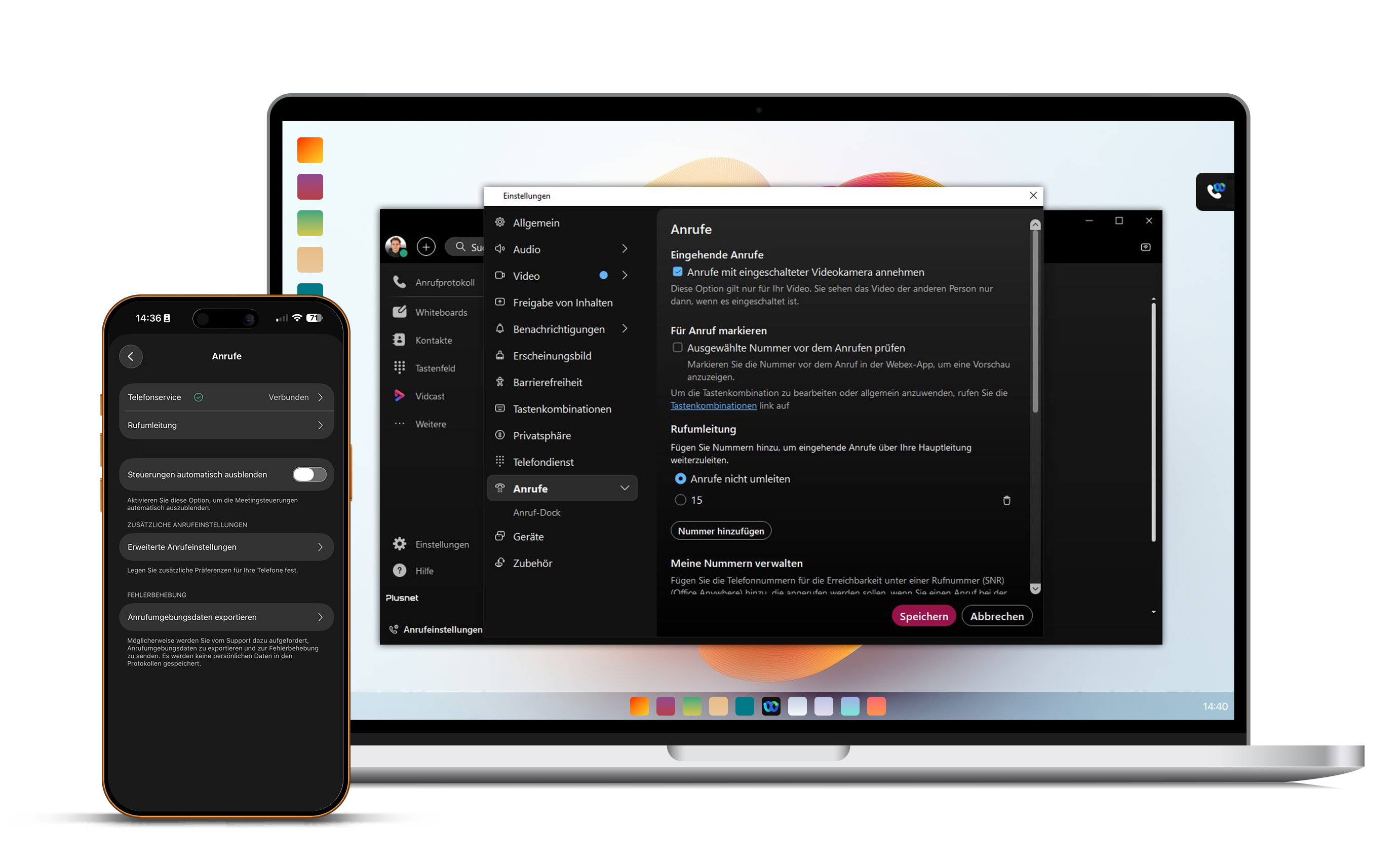 Webex Anruf-Umleitung Screenshot