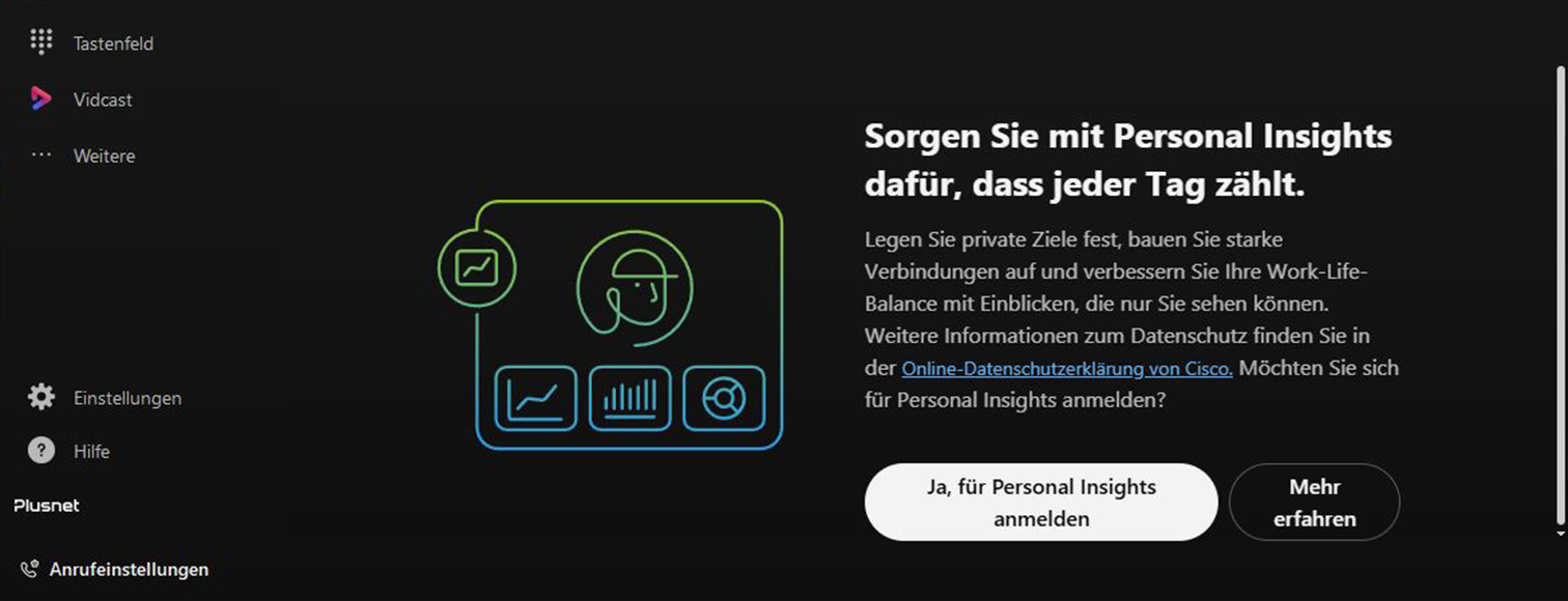 Webex Personal Insights Screenshot