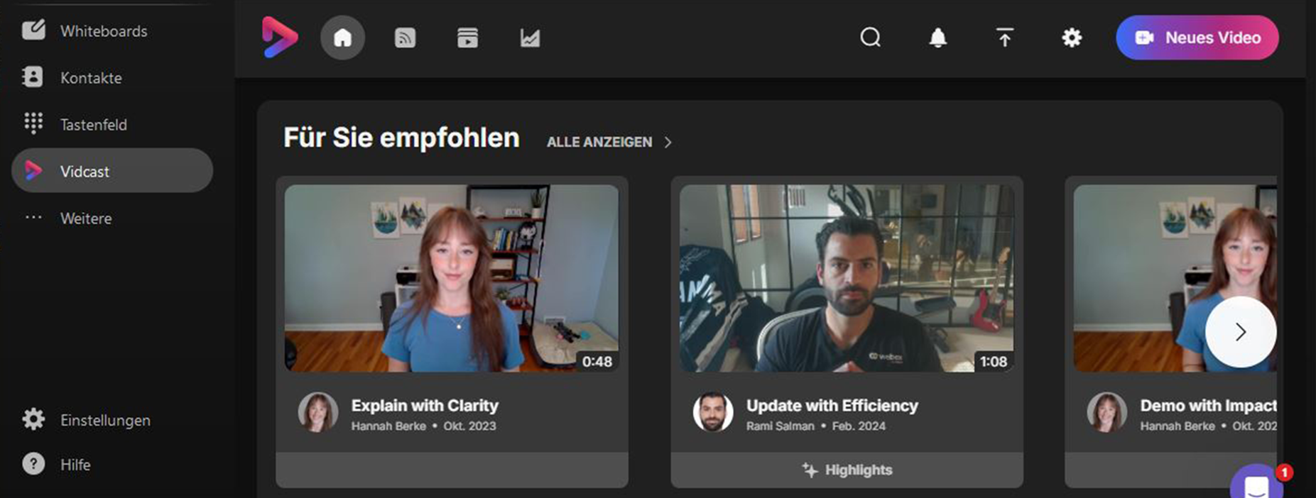 Webex Vidcast Screenshot